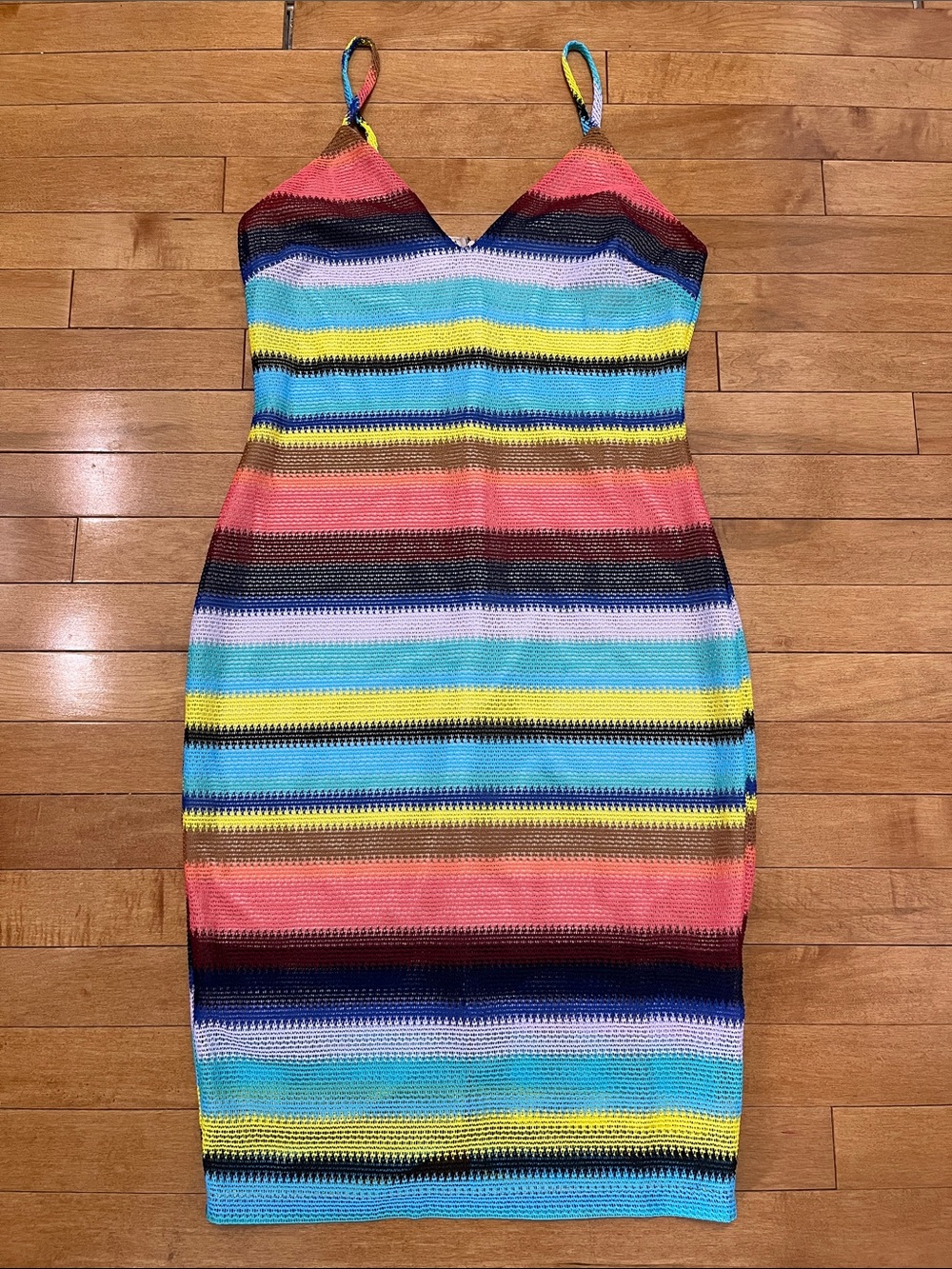 Fashion Nova Multicolor Striped Spaghetti-Strap Midi Dress